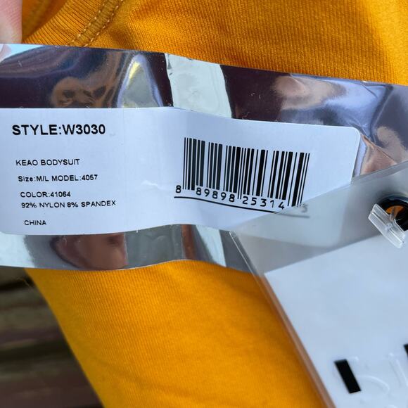 Simon Miller Keao Bodysuit Sleeveless Racerback Criss Cross Top Yellow M/L NWT - Picture 8 of 12